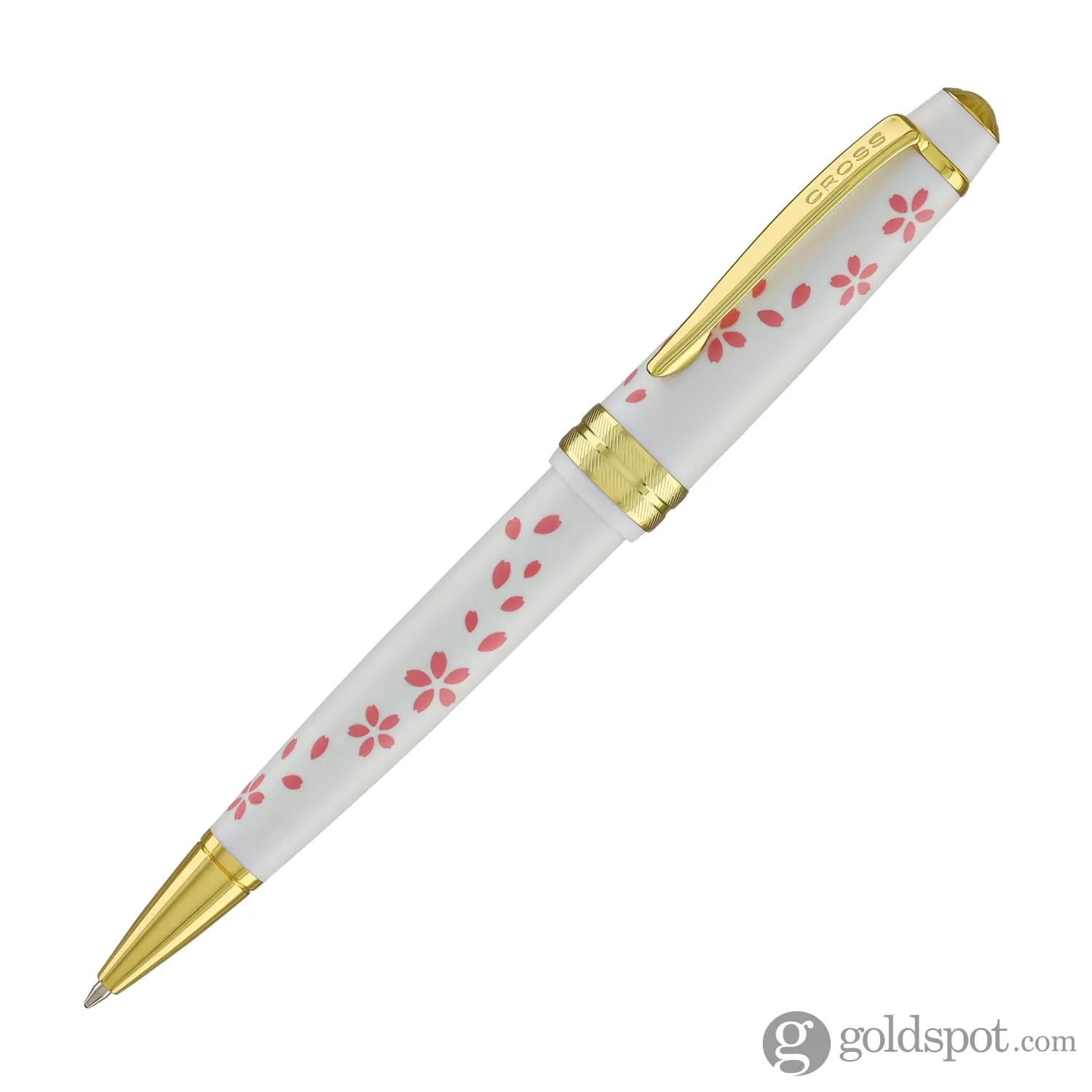 Cross Bailey Light Cherry Blossom Ballpoint Pen in Glossy White Resin with Gold PVD