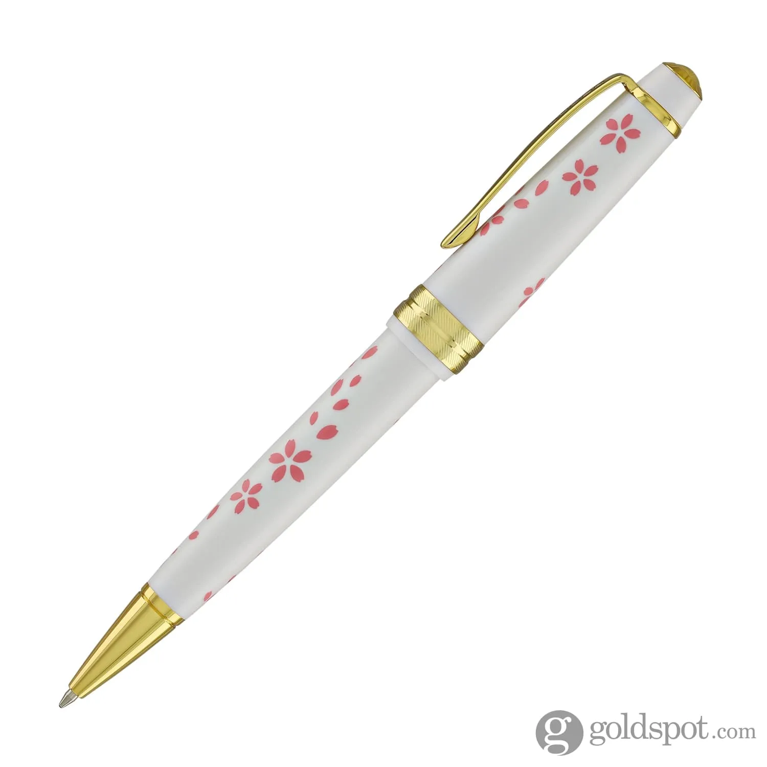 Cross Bailey Light Cherry Blossom Ballpoint Pen in Glossy White Resin with Gold PVD