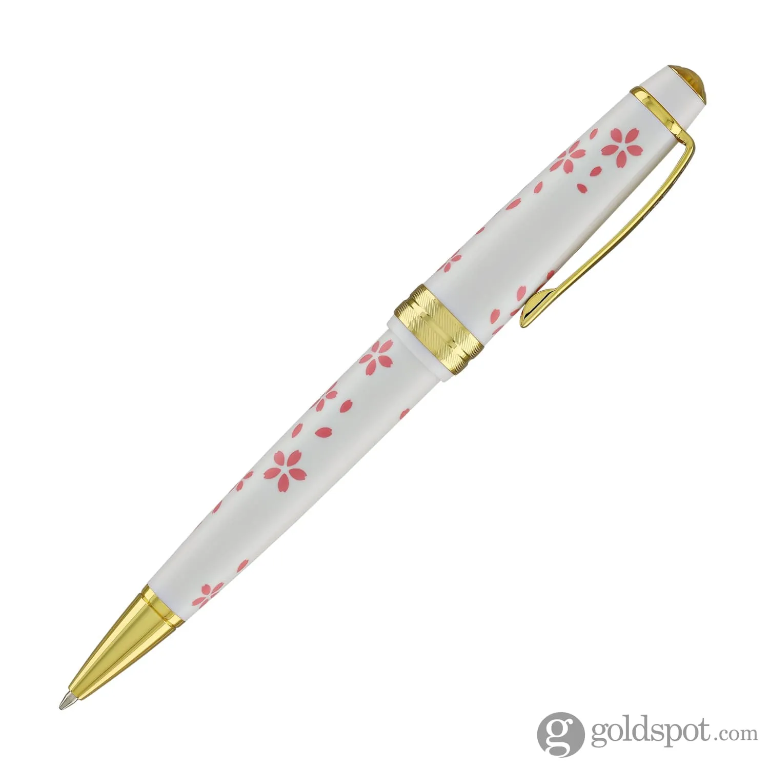 Cross Bailey Light Cherry Blossom Ballpoint Pen in Glossy White Resin with Gold PVD