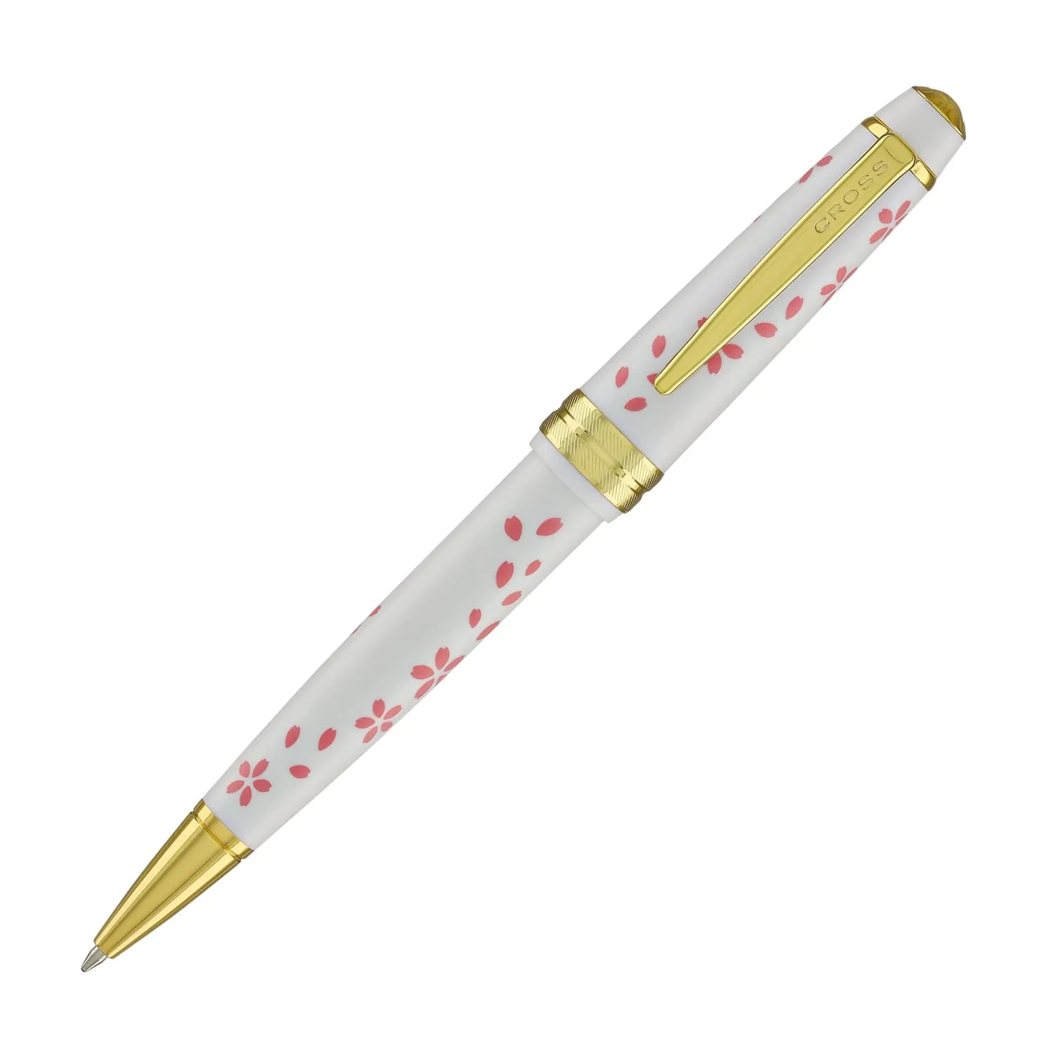 Cross Bailey Light Cherry Blossom Ballpoint Pen in Glossy White Resin with Gold PVD