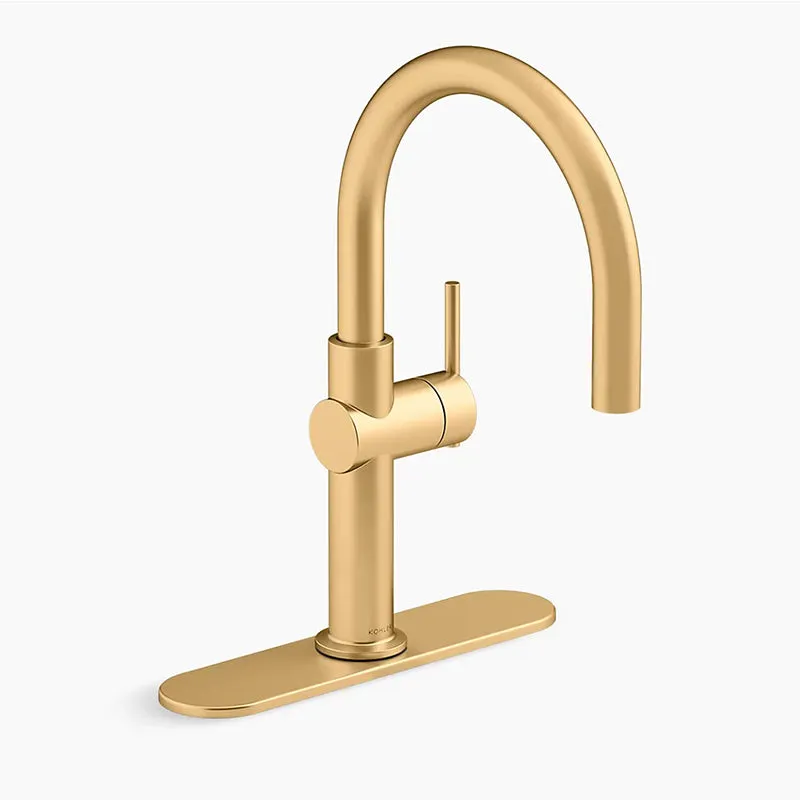 Crue Bar Kitchen Faucet in Vibrant Brushed Moderne Brass