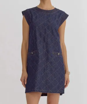 Denim Round Neck Sleeveless Mini Dress