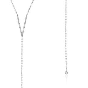 Diamond V and Bezel Lariat Necklace