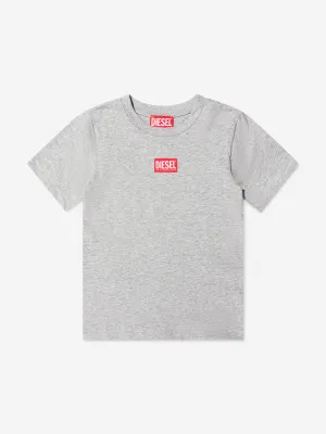 Diesel Boys Logo Print T-Shirt in Grey