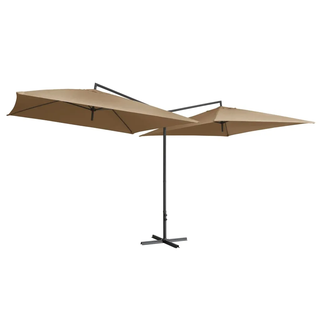 Double Parasol with Steel Pole 250x250 cm Taupe