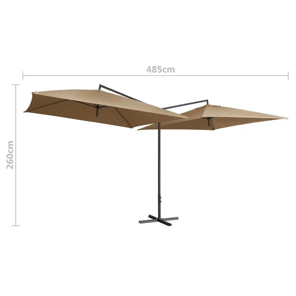 Double Parasol with Steel Pole 250x250 cm Taupe