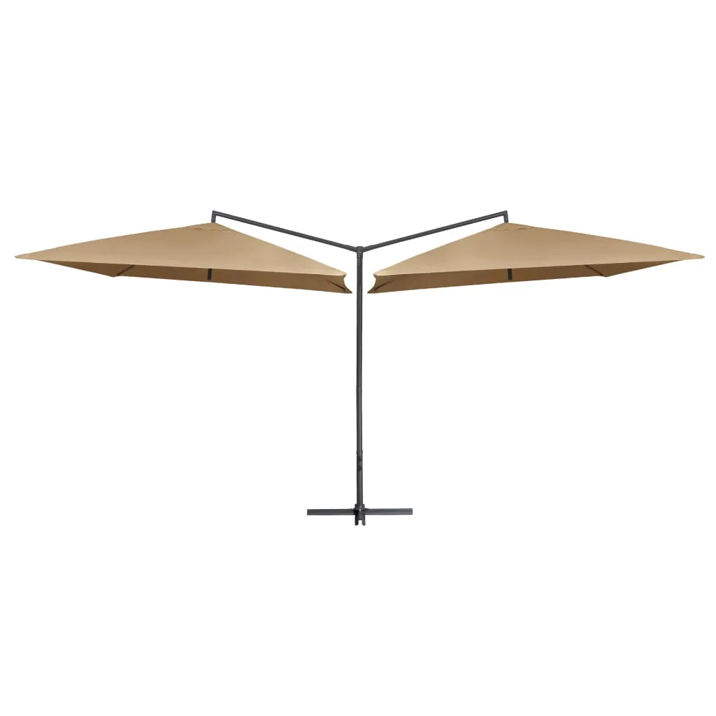 Double Parasol with Steel Pole 250x250 cm Taupe