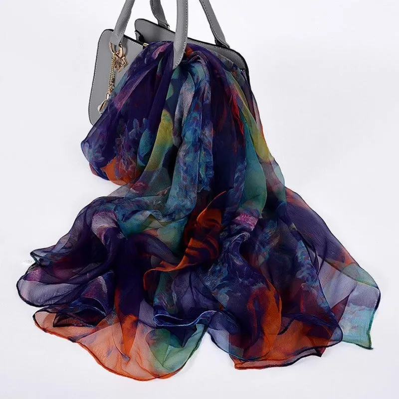 Elegant Printed Long and Silky Vibrant Scarves