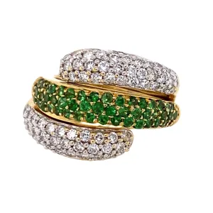 Estate Yellow Gold Two-Piece Diamond & Tsavorite Ring