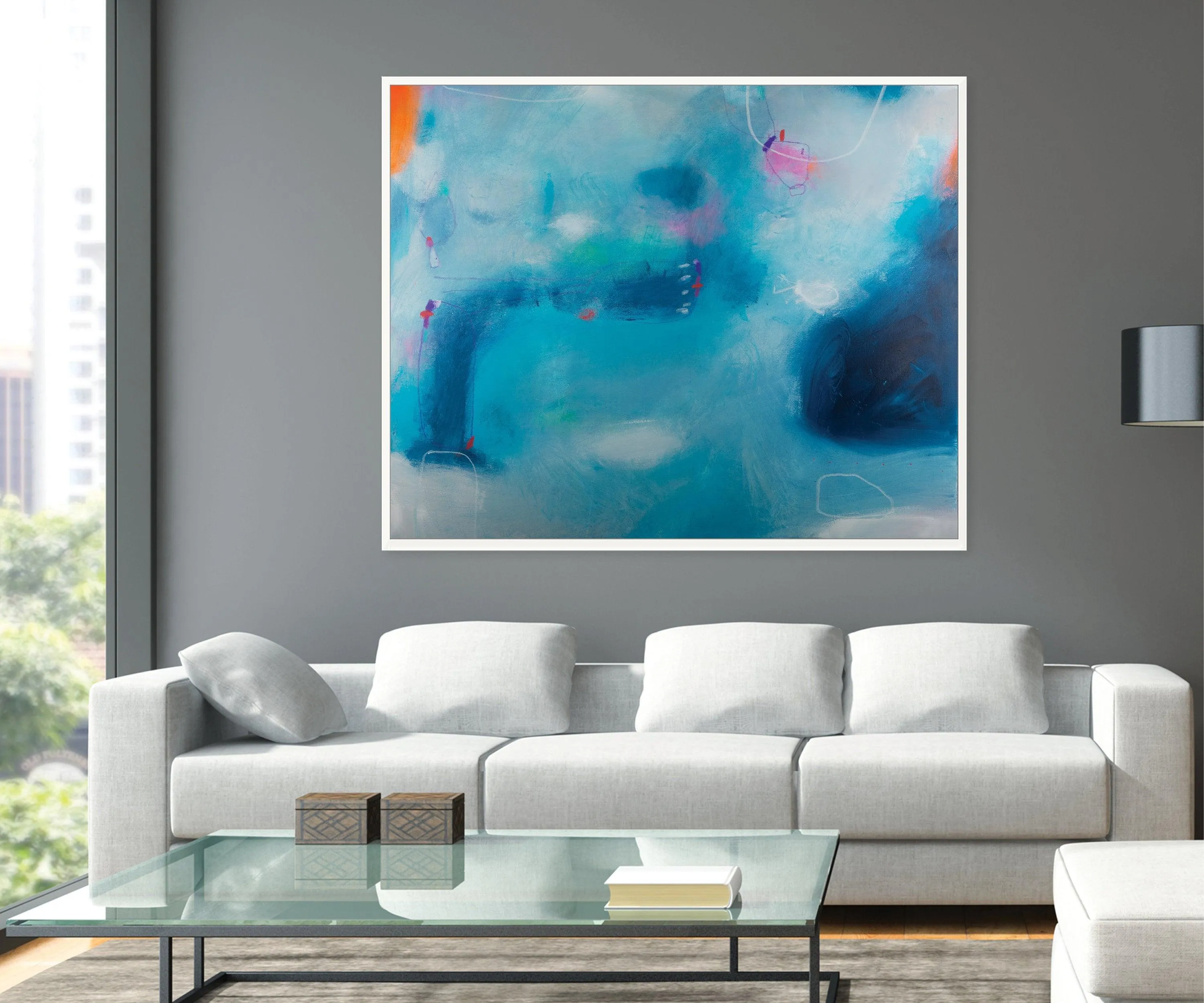 Extra large abstract print modern blue wall art, contemporary print blue minimalist painting print, acrylic abstract painting