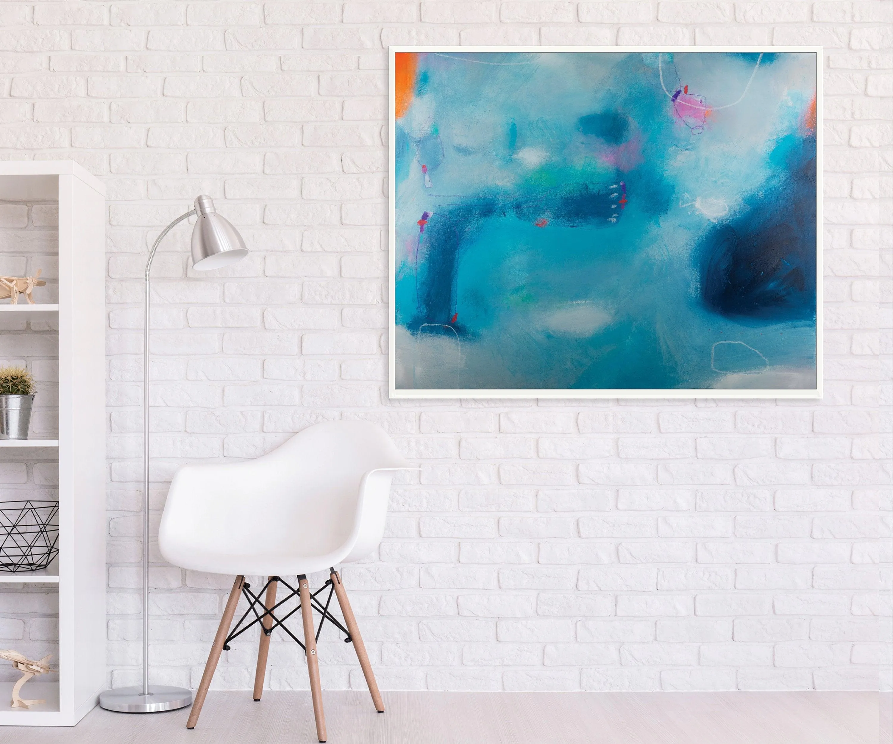 Extra large abstract print modern blue wall art, contemporary print blue minimalist painting print, acrylic abstract painting