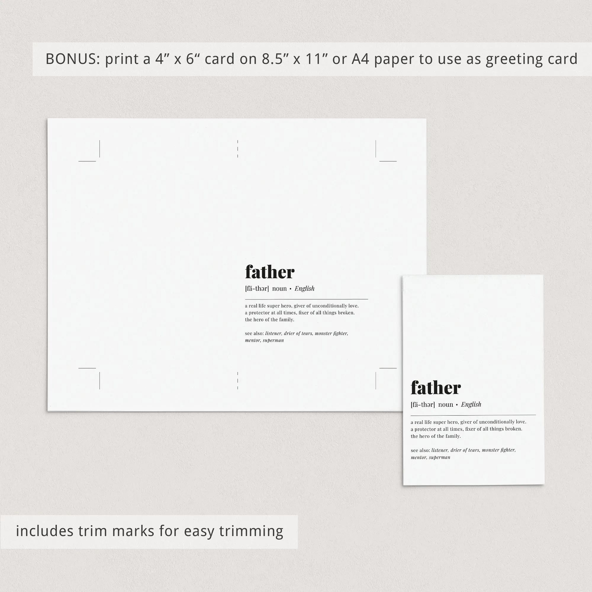 Father Definition Print Digital Download