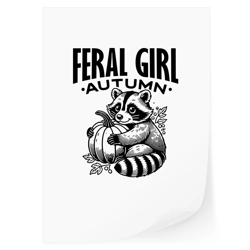 Feral Girl Autumn Raccoon DTF Transfer