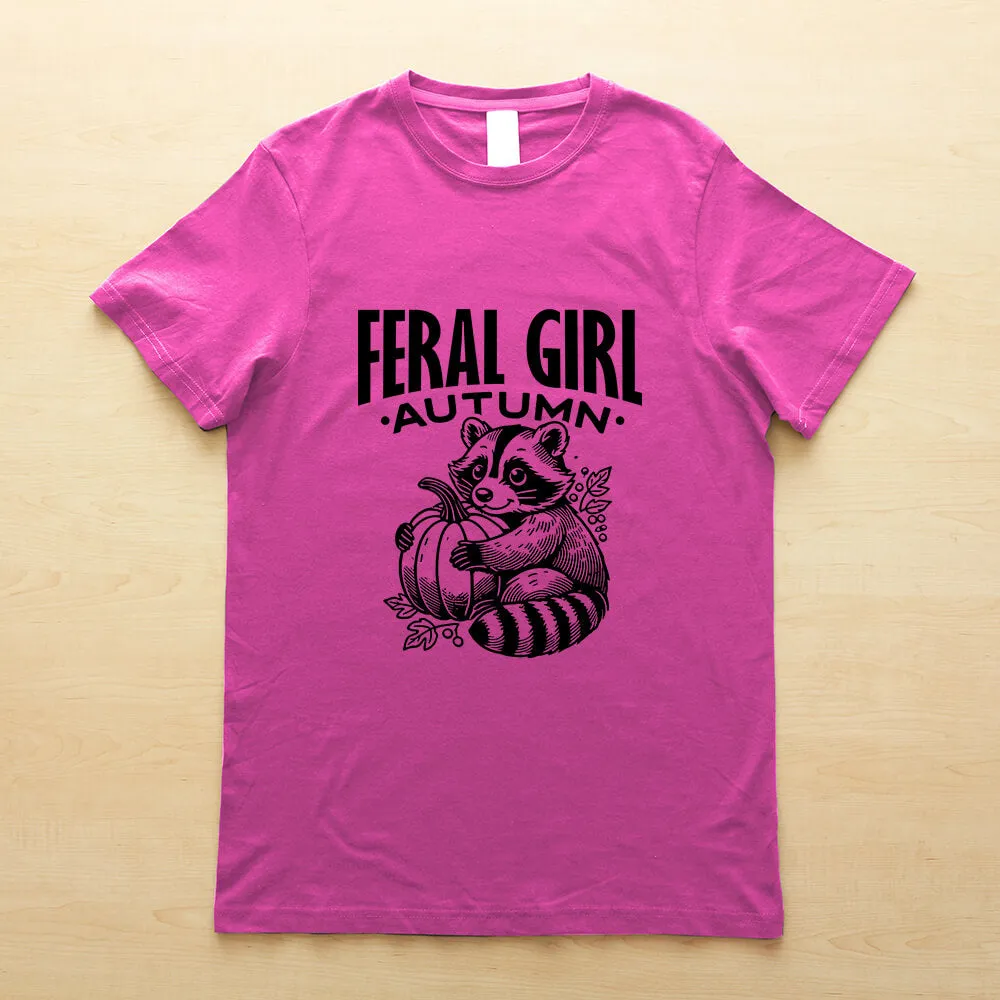 Feral Girl Autumn Raccoon DTF Transfer