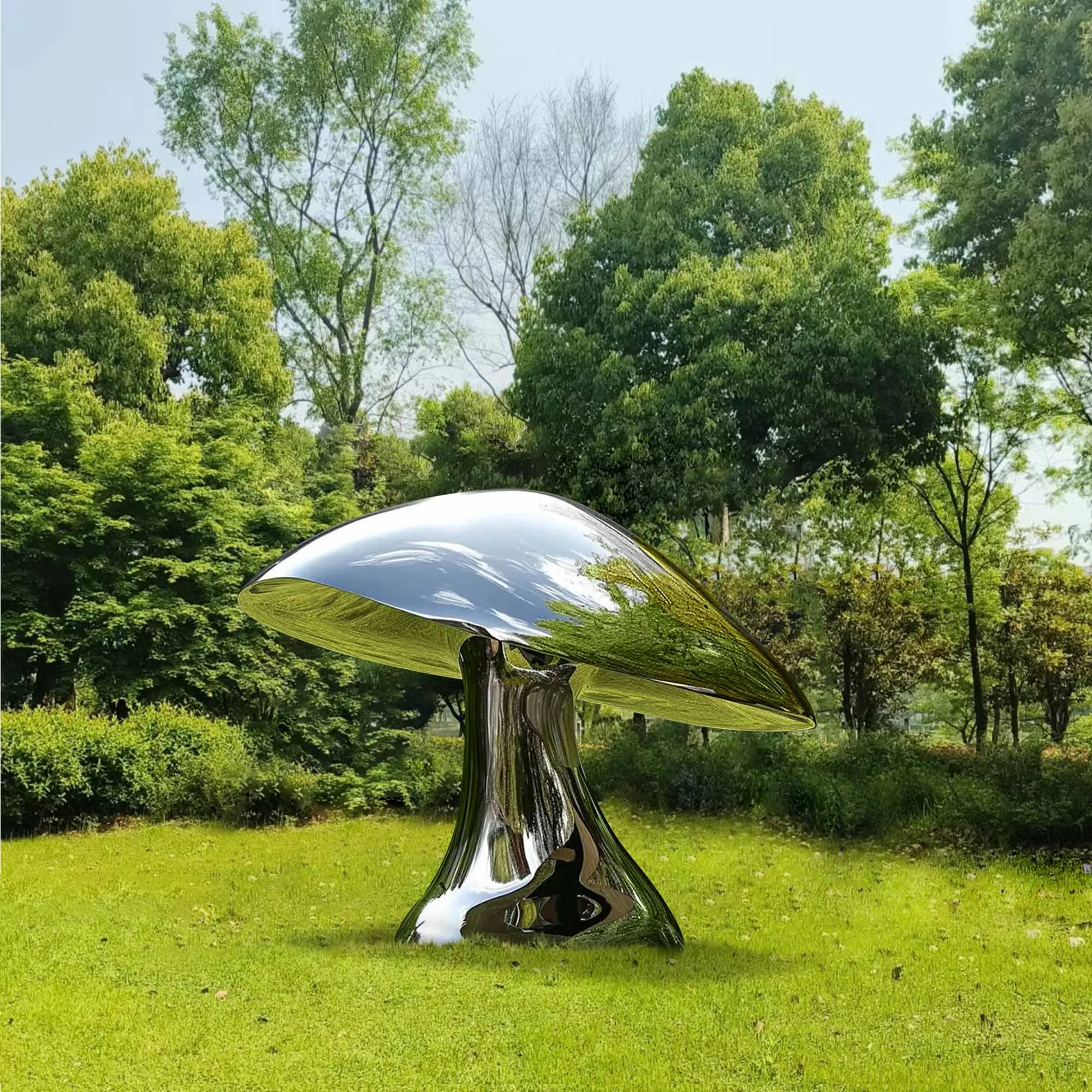 FINEST Mirror Polished Stainless Steel Mushroom Garden Sculpture FS-068