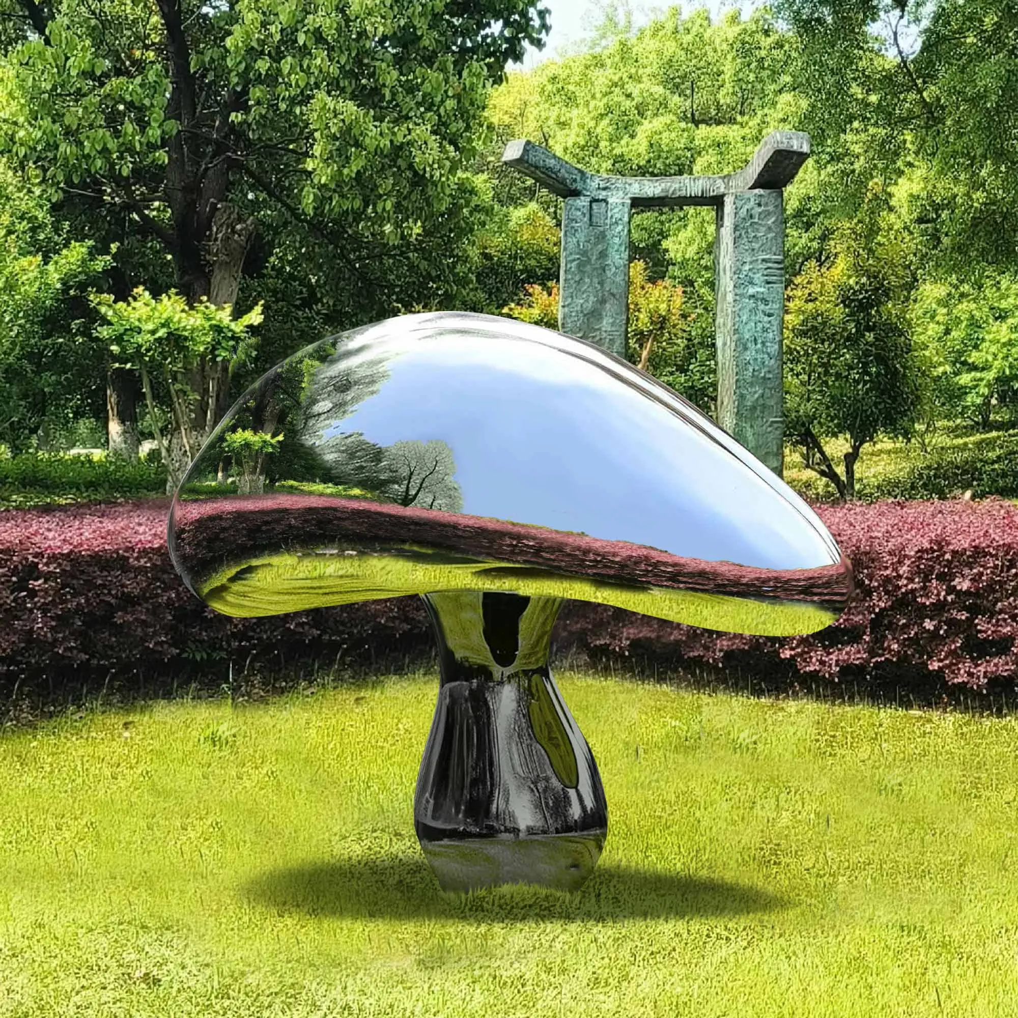 FINEST Mirror Polished Stainless Steel Mushroom Garden Sculpture FS-068