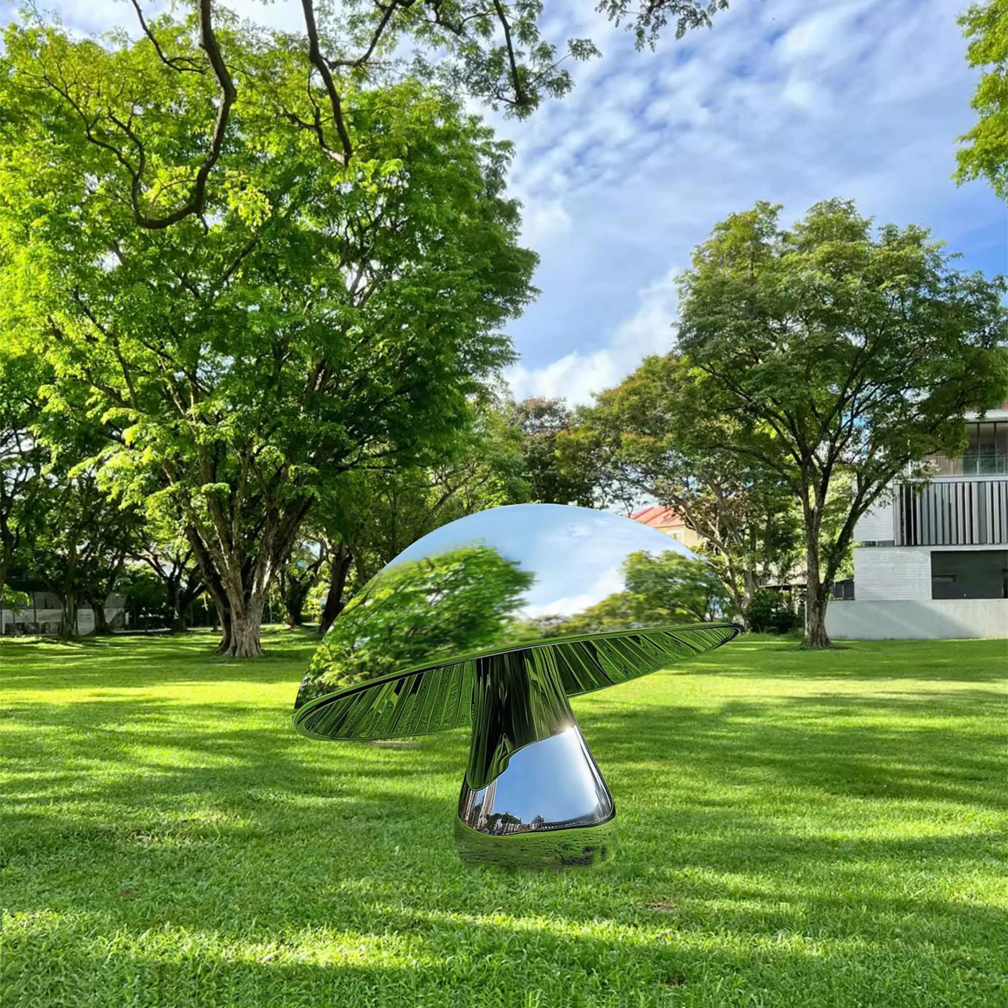 FINEST Mirror Polished Stainless Steel Mushroom Garden Sculpture FS-068