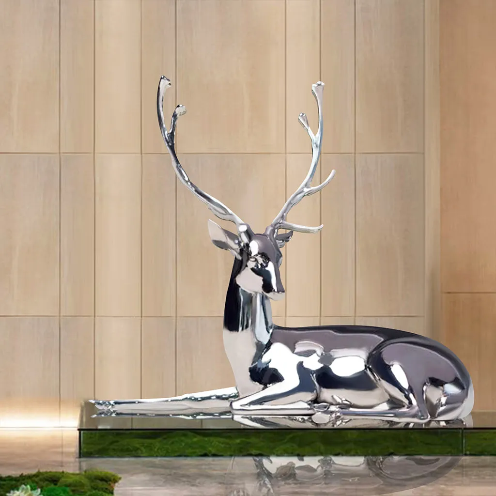 FINEST Modern Mirror Polished Stainless Steel Elk Sculpture FS-061