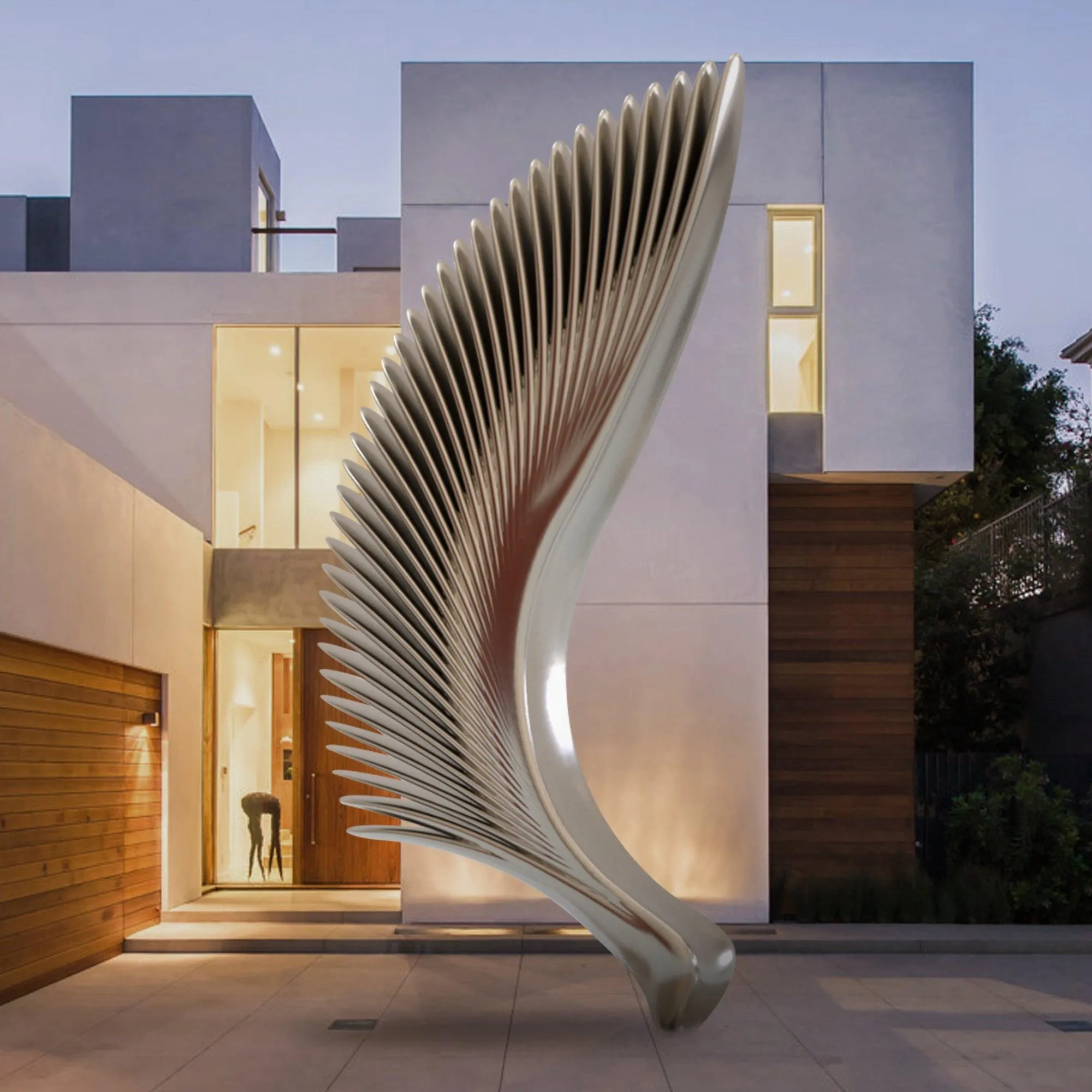 FINEST Outdoor Modern Single Wing Abstract Stainless Steel Sculpture FS-040