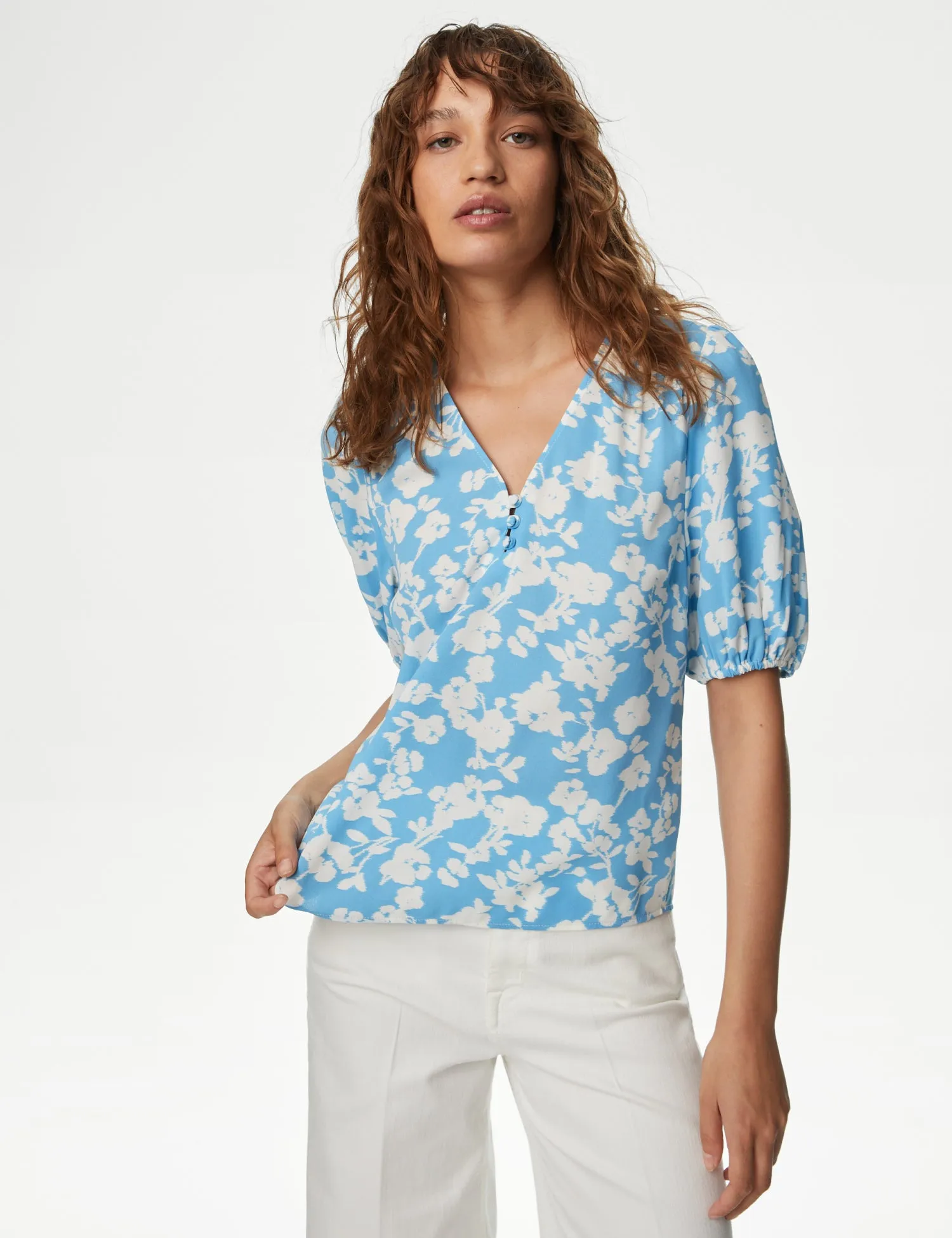 Floral V-Neck Blouse