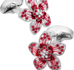 Flower Cufflinks with Crystals