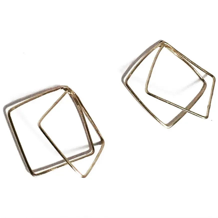 Folded Octagon 14Kt Gold Fill Post Earrings FOSE002 by Votive Designs Jewelry