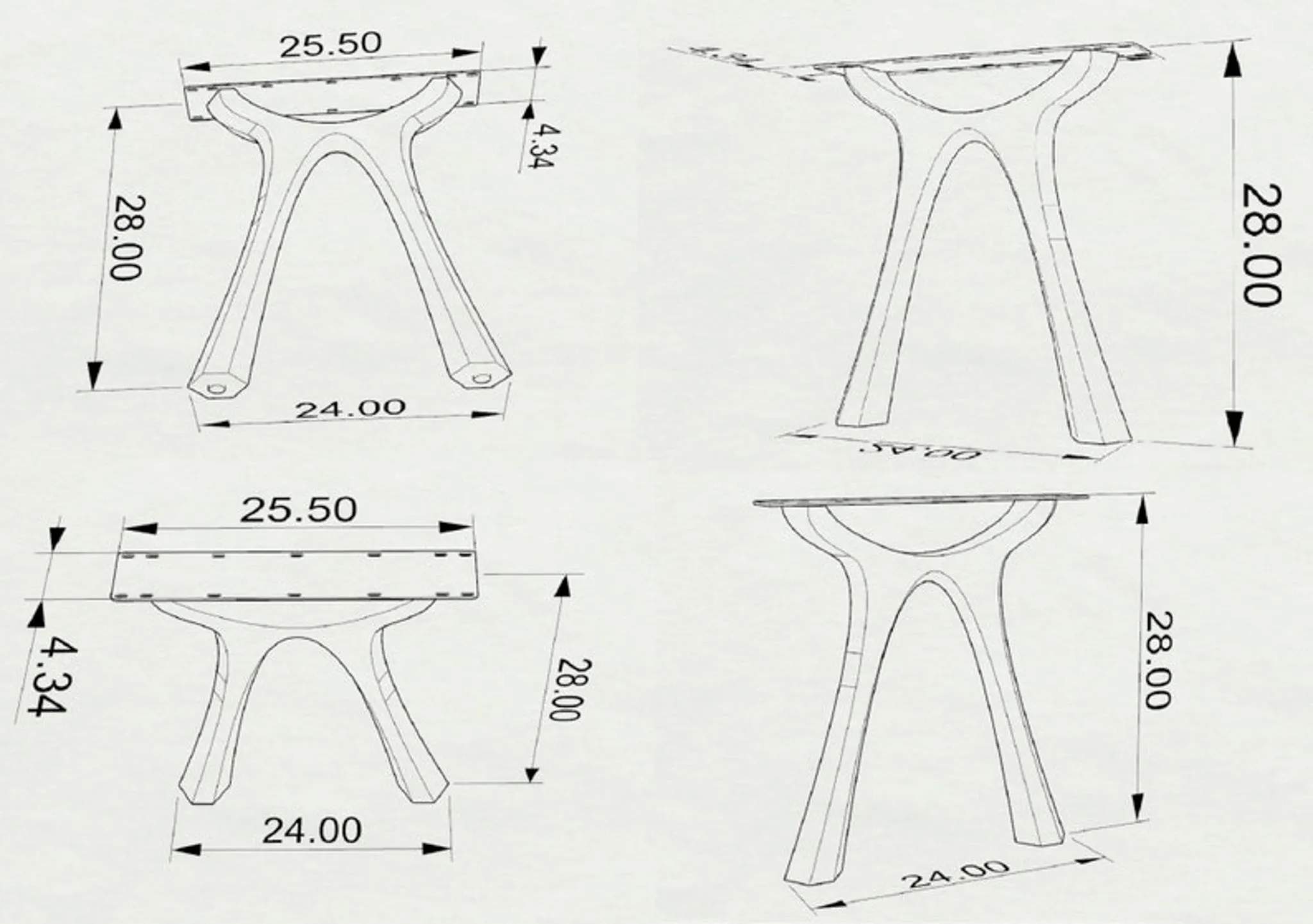 Furniture Legs 414 Hatty 28H Modern Metal Table Legs