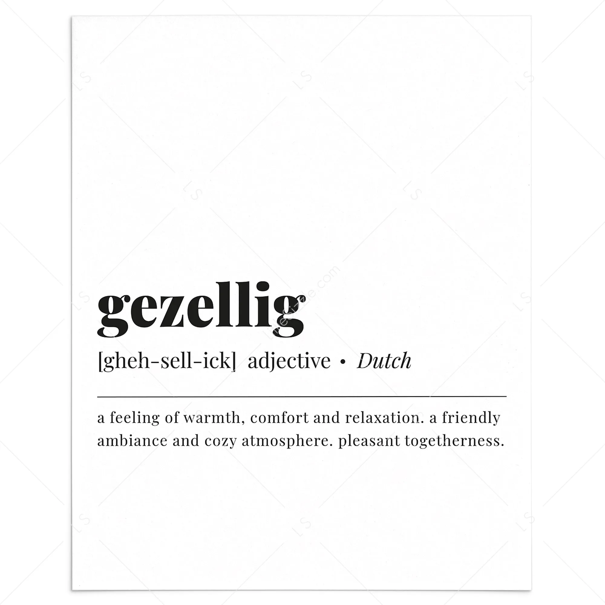 Gezellig Definition Print Instant Download