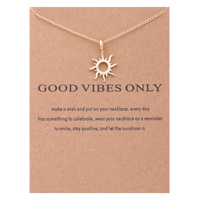 Good Vibes Only Sun Pendant Necklaces