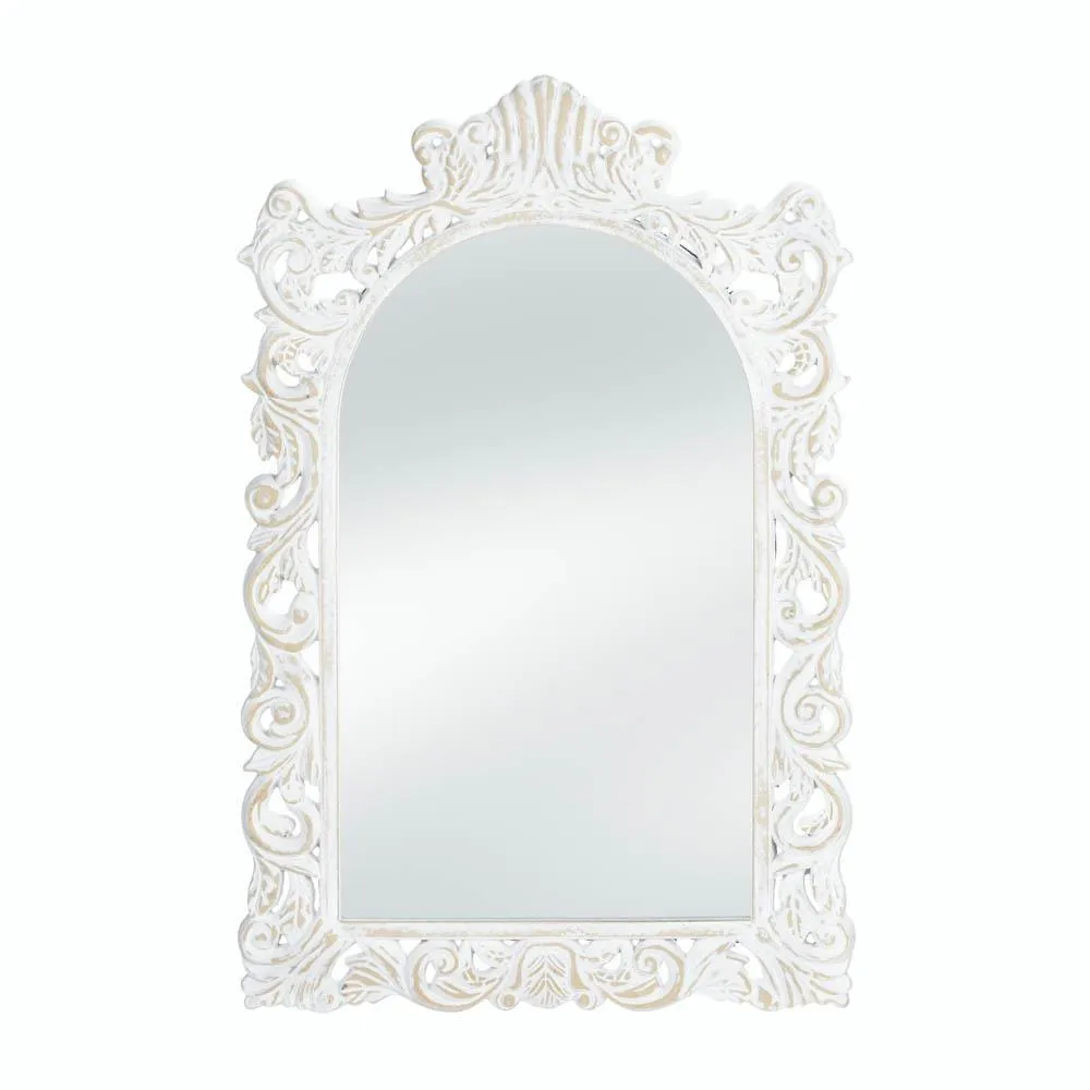 Grand Distressed White Wall Mirror