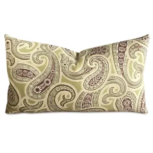 Green Citrus Modern Paisley Lumbar Pillow Cover 15x26