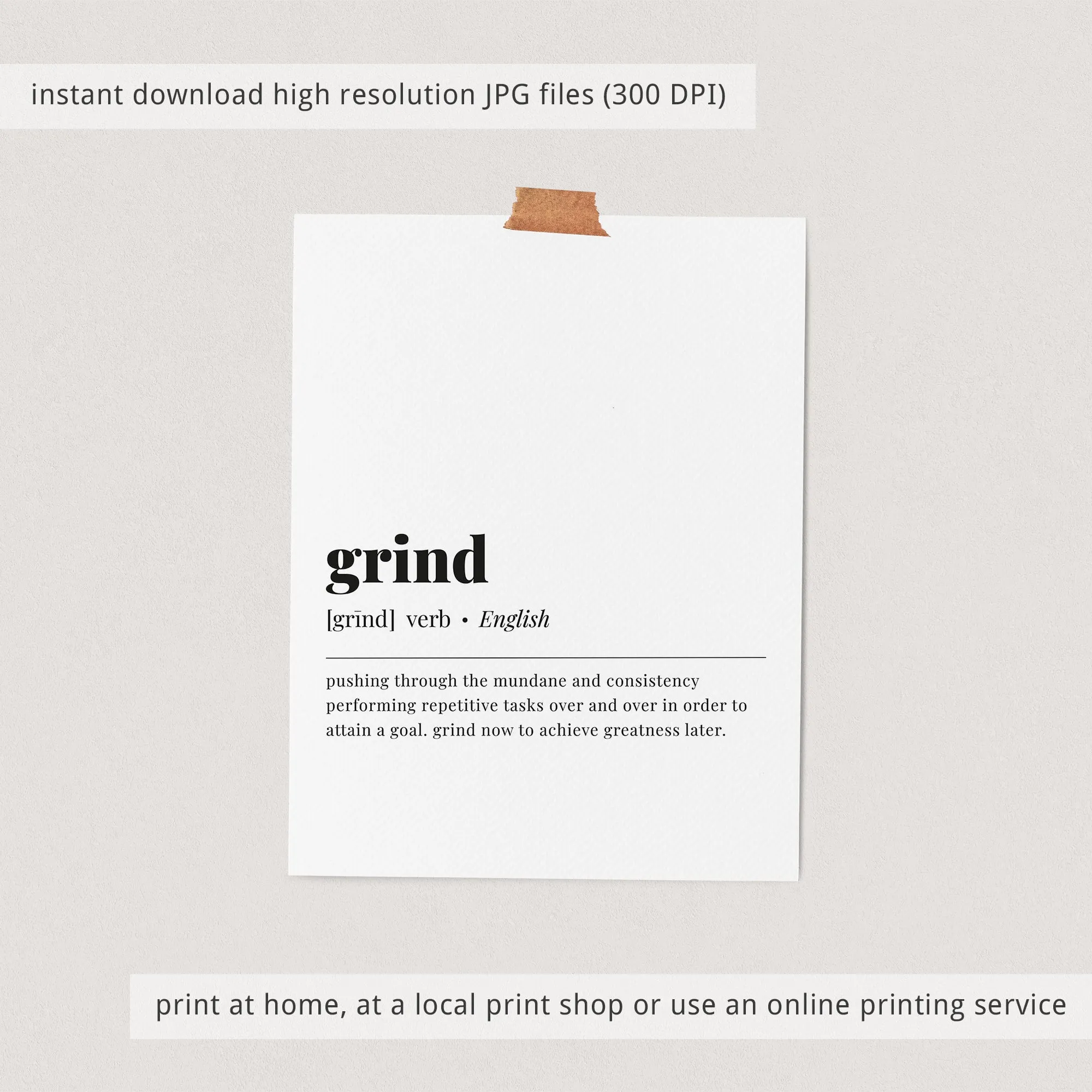 Grind Definition Print Instant Download