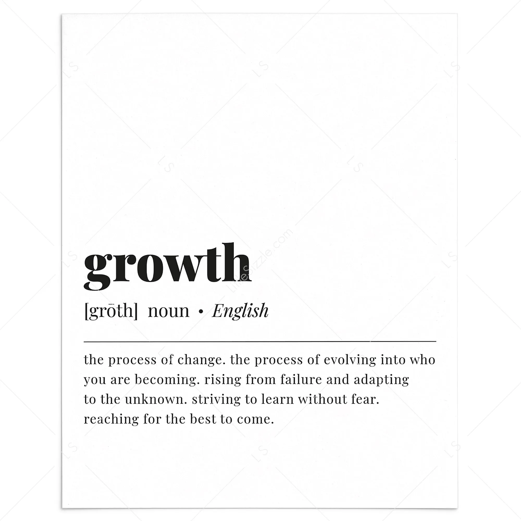 Growth Definition Print Instant Download