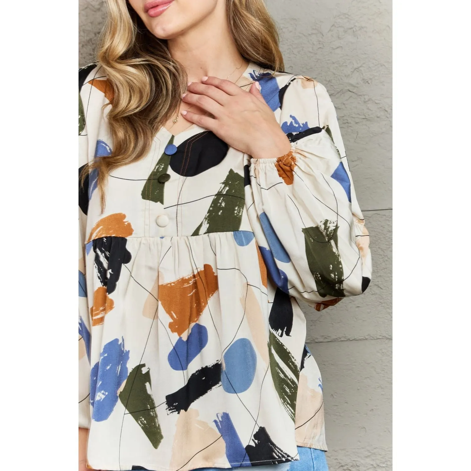 Hailey & Co Wishful Thinking Multi Colored Printed Blouse