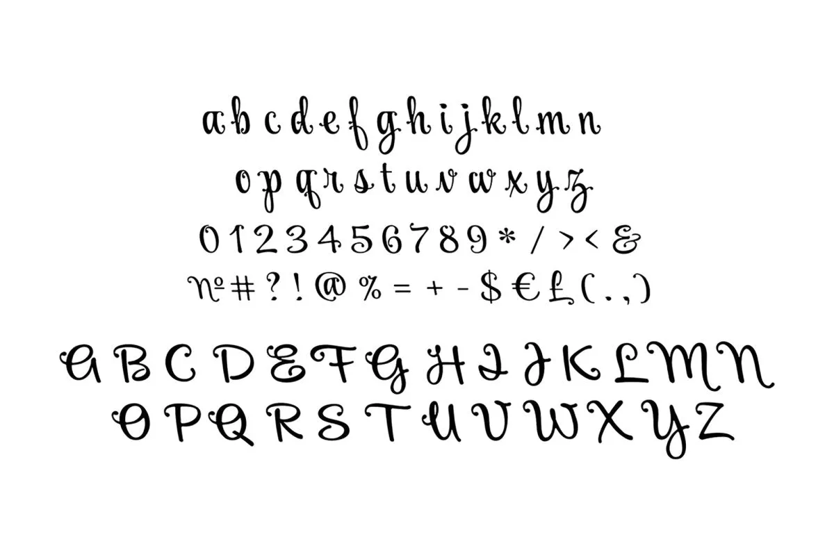 Handwritten modern script alphabet set