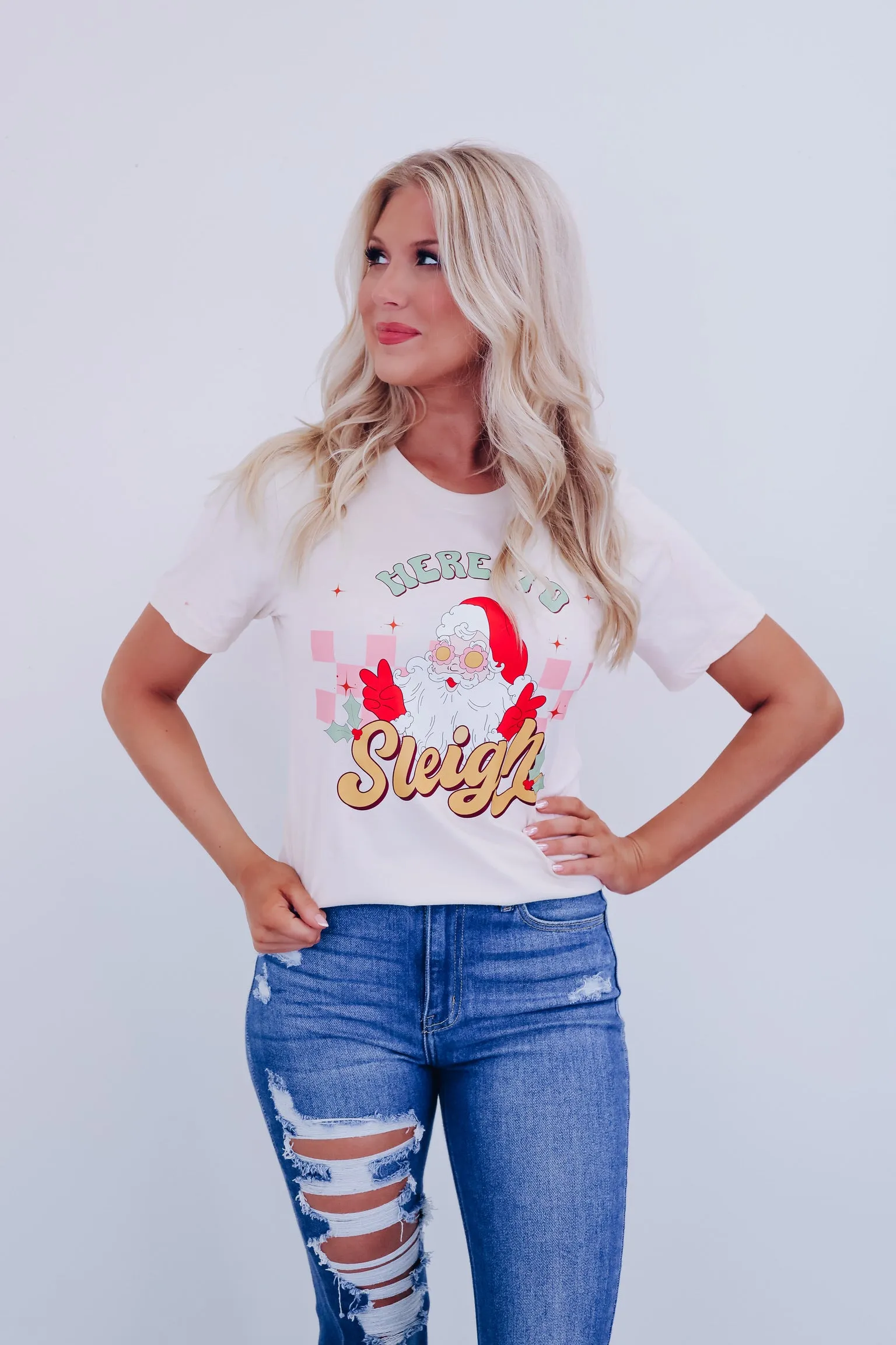 Here To Sleigh Graphic Tee - Cream