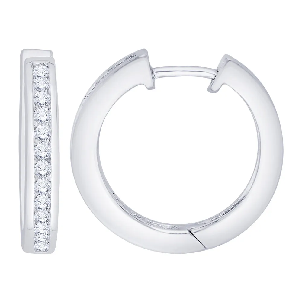 KATARINA 1/2 cttw Channel Set Diamond Hoop Earrings