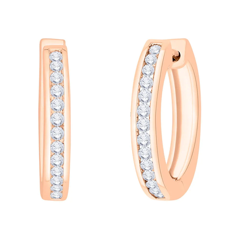 KATARINA 1/2 cttw Channel Set Diamond Hoop Earrings