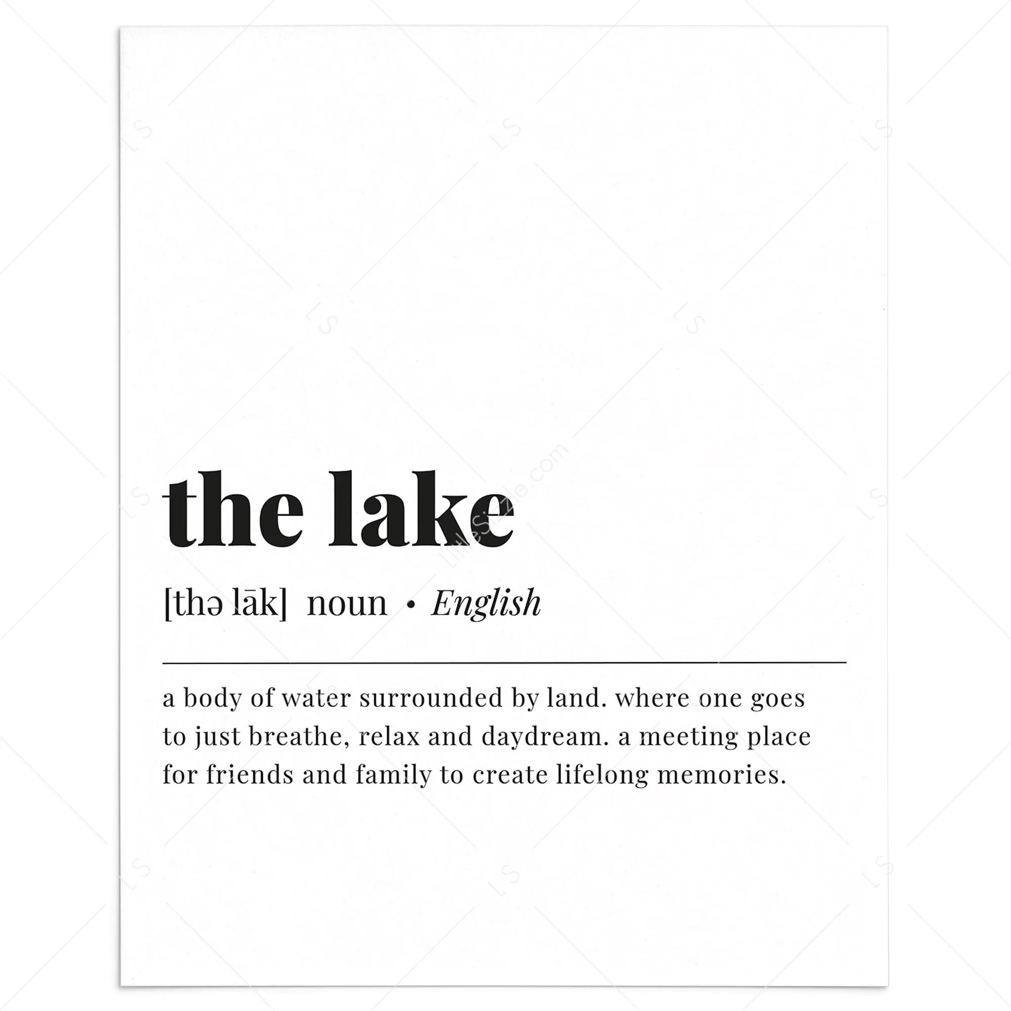 Lake Definition Print Instant Download