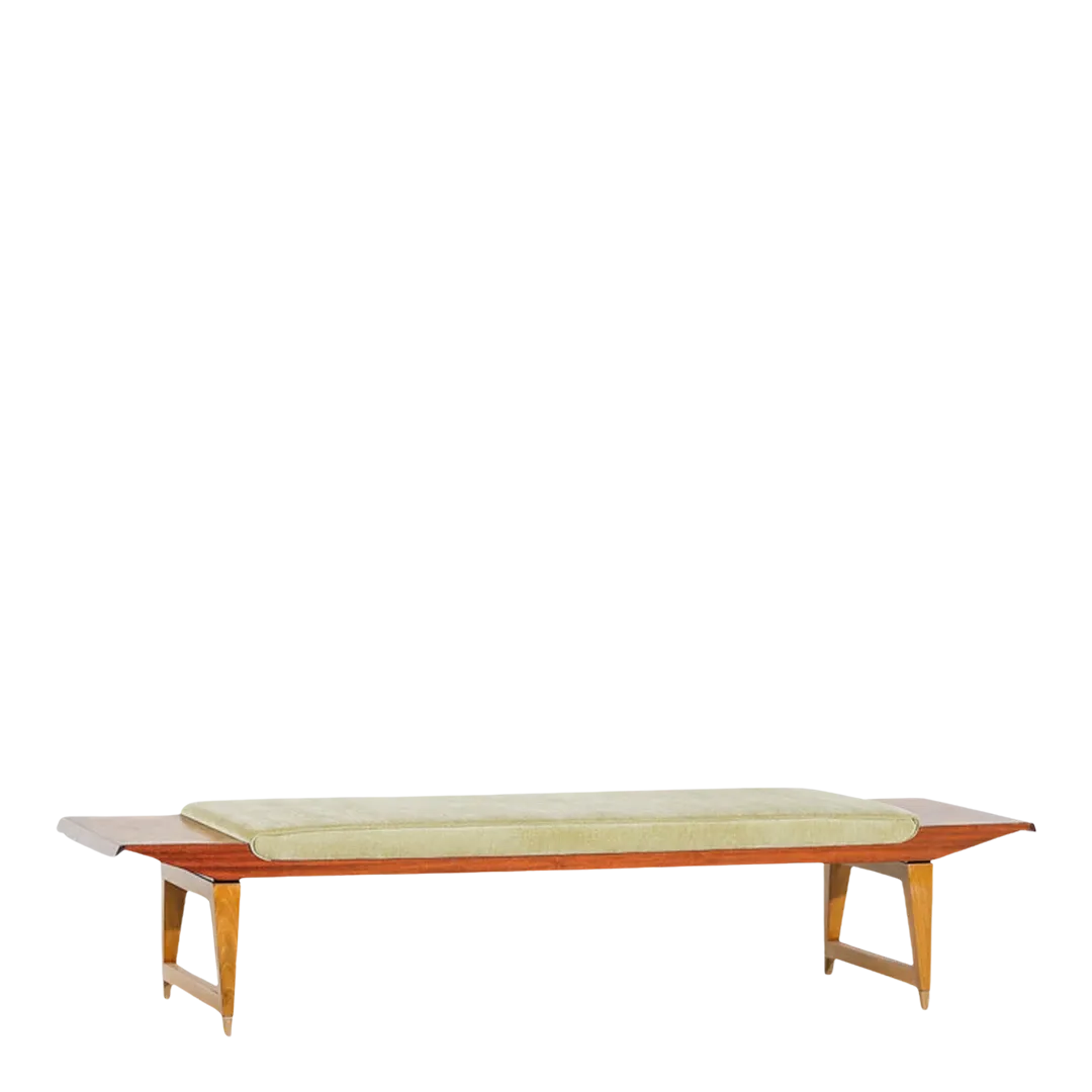 Late 20thc Italian : 84" padded velvet long bench