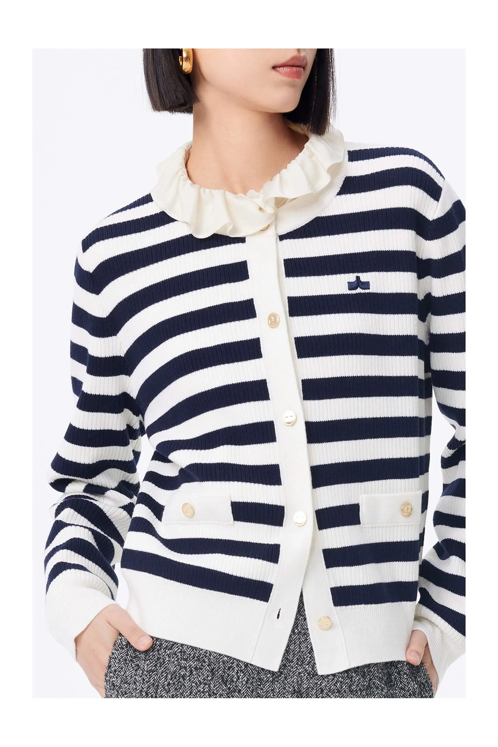 LILY Vintage Striped Knit Cardigan