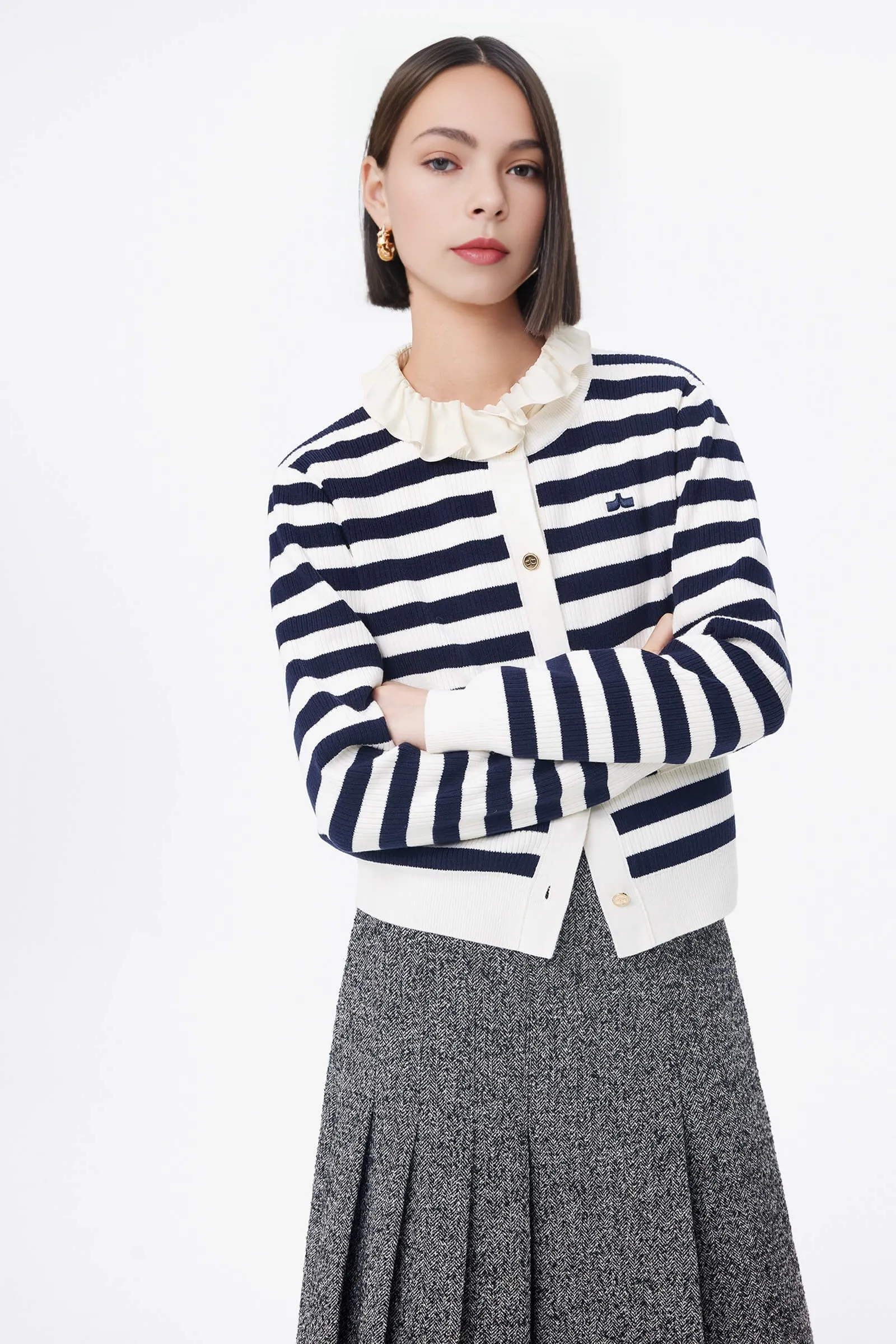 LILY Vintage Striped Knit Cardigan