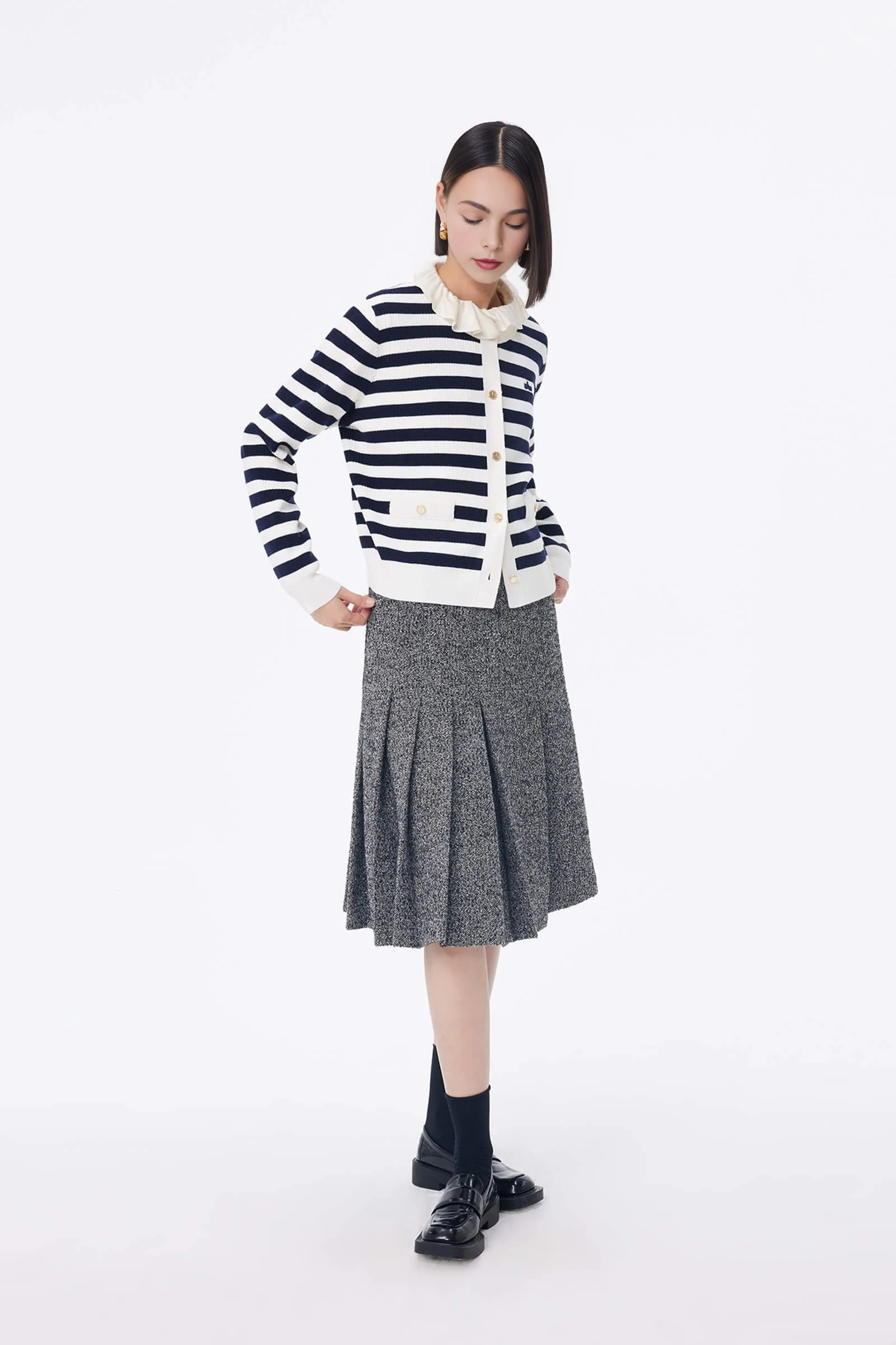 LILY Vintage Striped Knit Cardigan