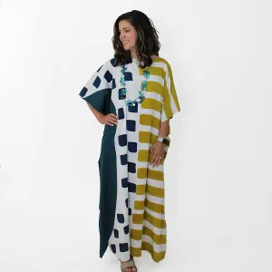 Lime and Blue Artistic Jewel Kaftan