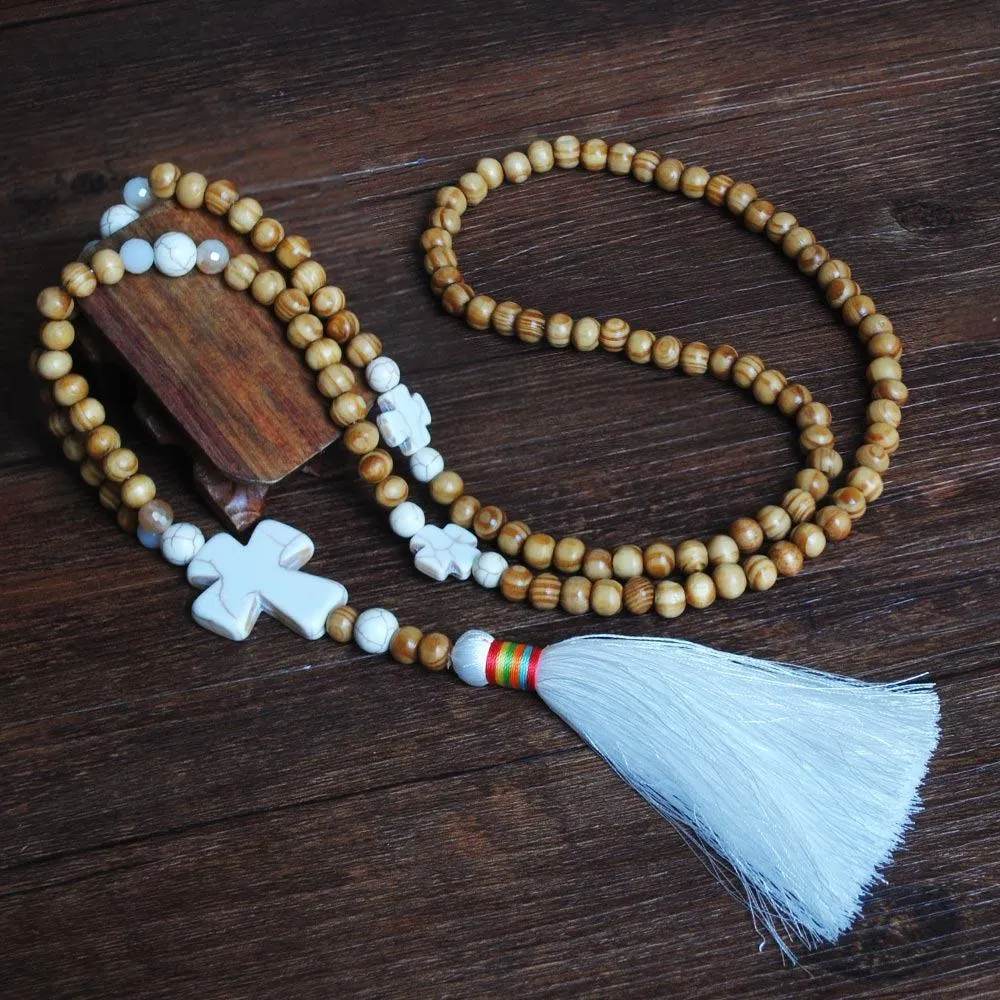 Long Beaded Tassel Boho Statement Necklace