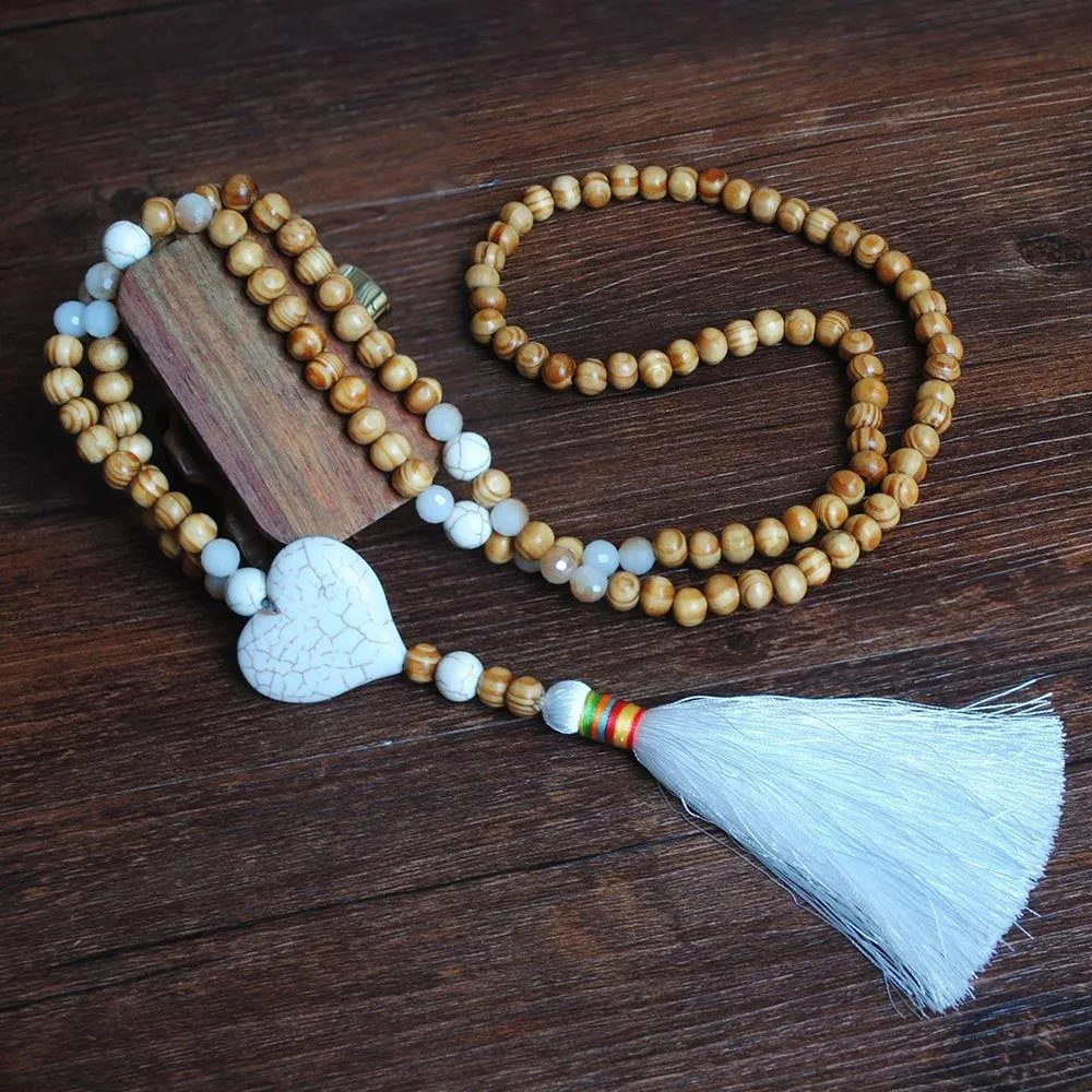 Long Beaded Tassel Boho Statement Necklace