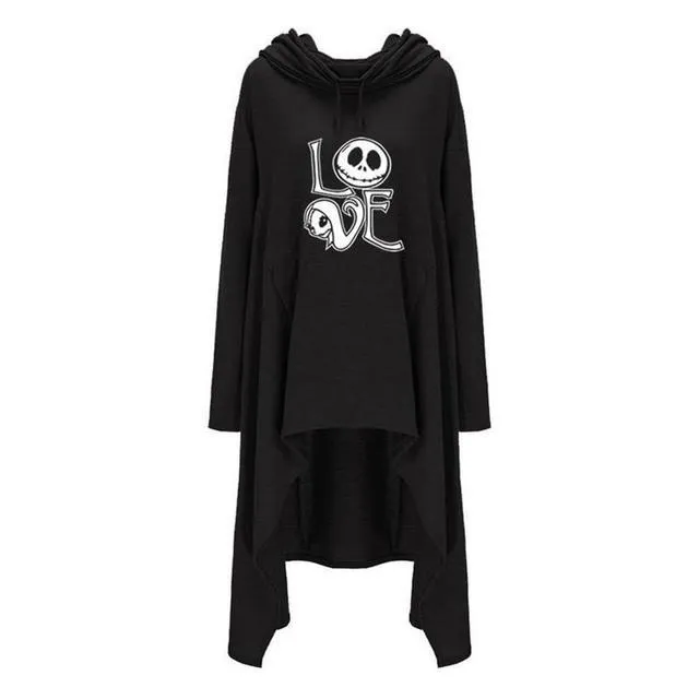 Long Sweatshirts Woman Irregular Letters Cloak Halloween