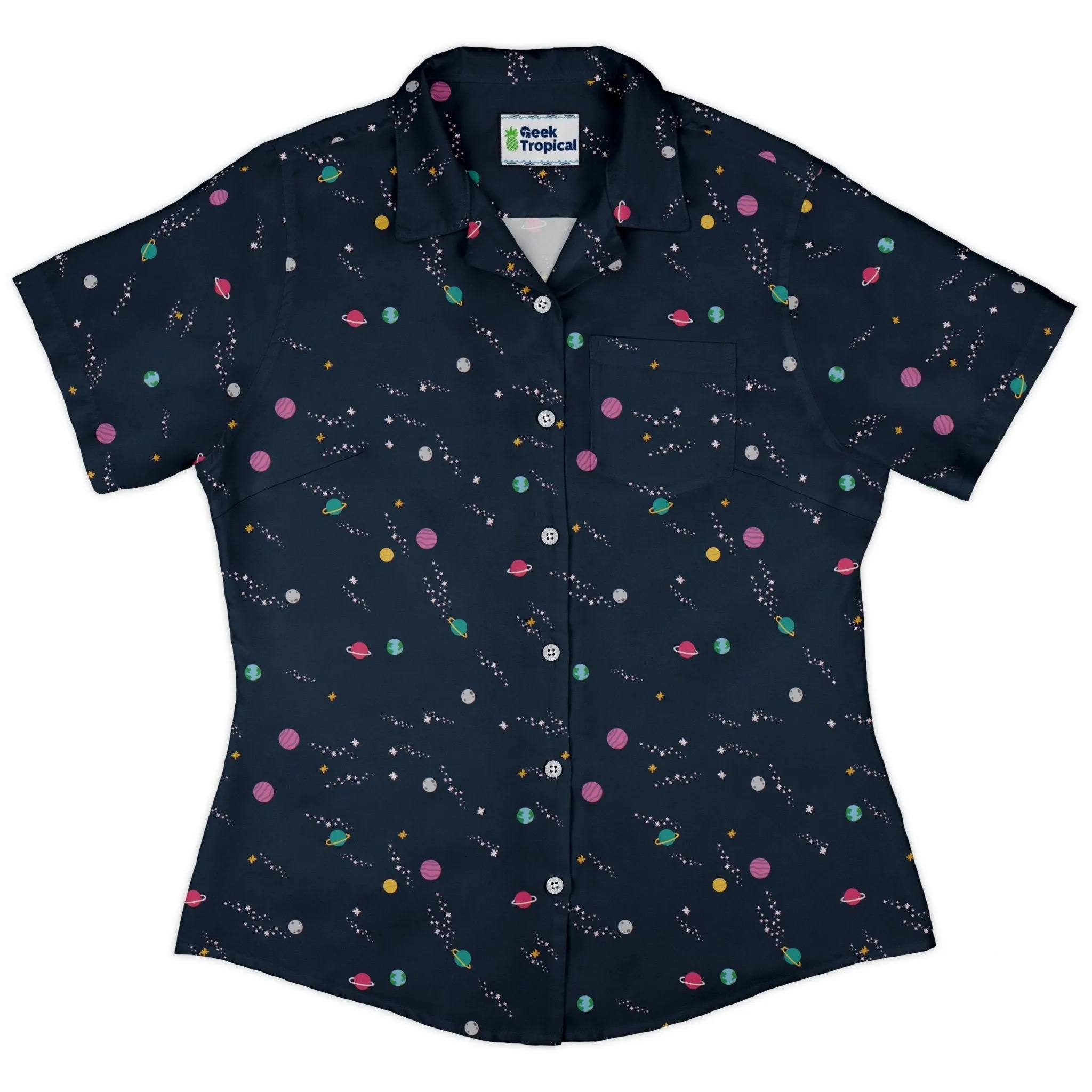 Lost in Space Planets Curvy Button Up Shirt