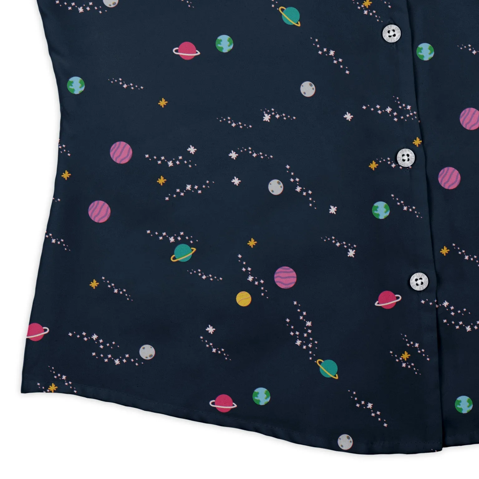 Lost in Space Planets Curvy Button Up Shirt