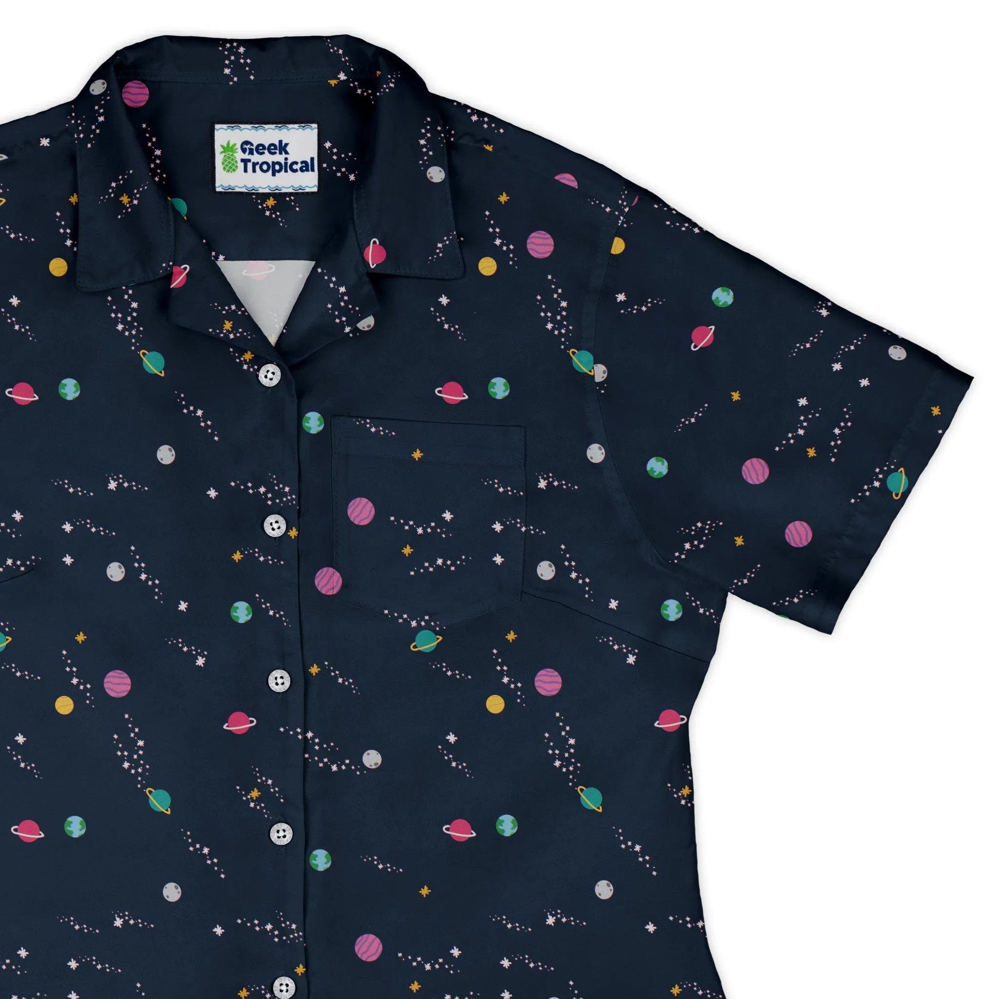 Lost in Space Planets Curvy Button Up Shirt